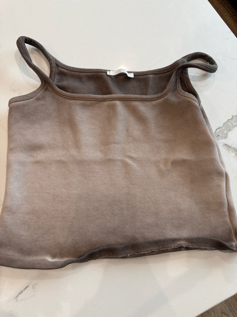 Zara Brown Taupe Square-Neck Tank Top